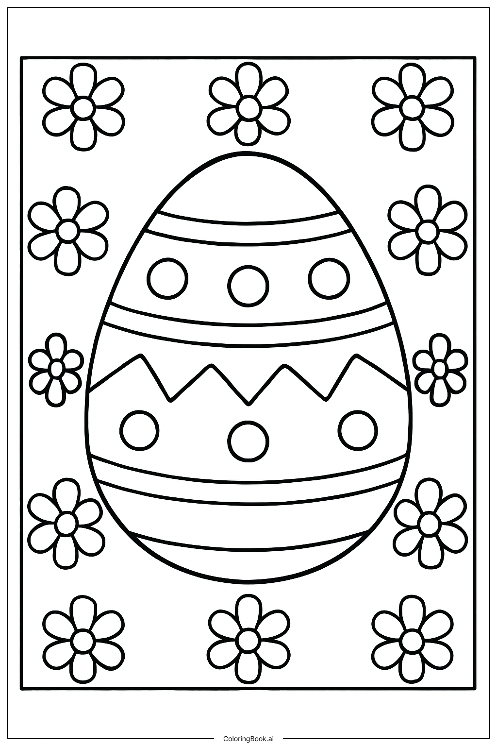 Osterei mit Blumenrahmen