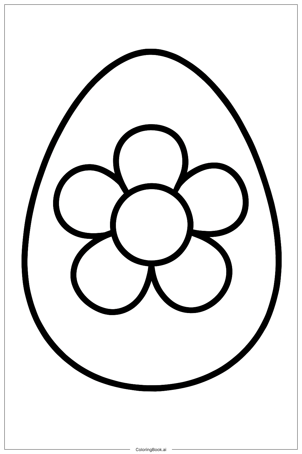  Página para colorear de Huevo de Pascua con flor en el centro 