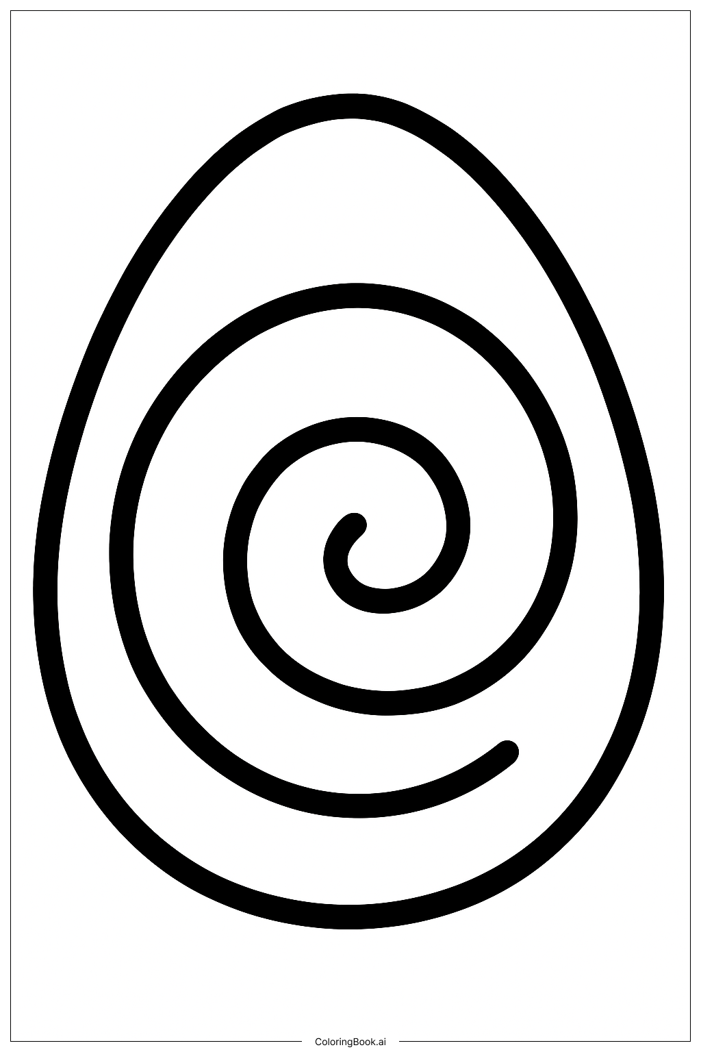  Página para colorear de Huevo de Pascua con espiral simple 