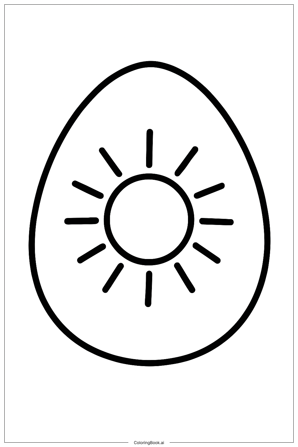  Página para colorear de Huevo de Pascua con Sol Simple 
