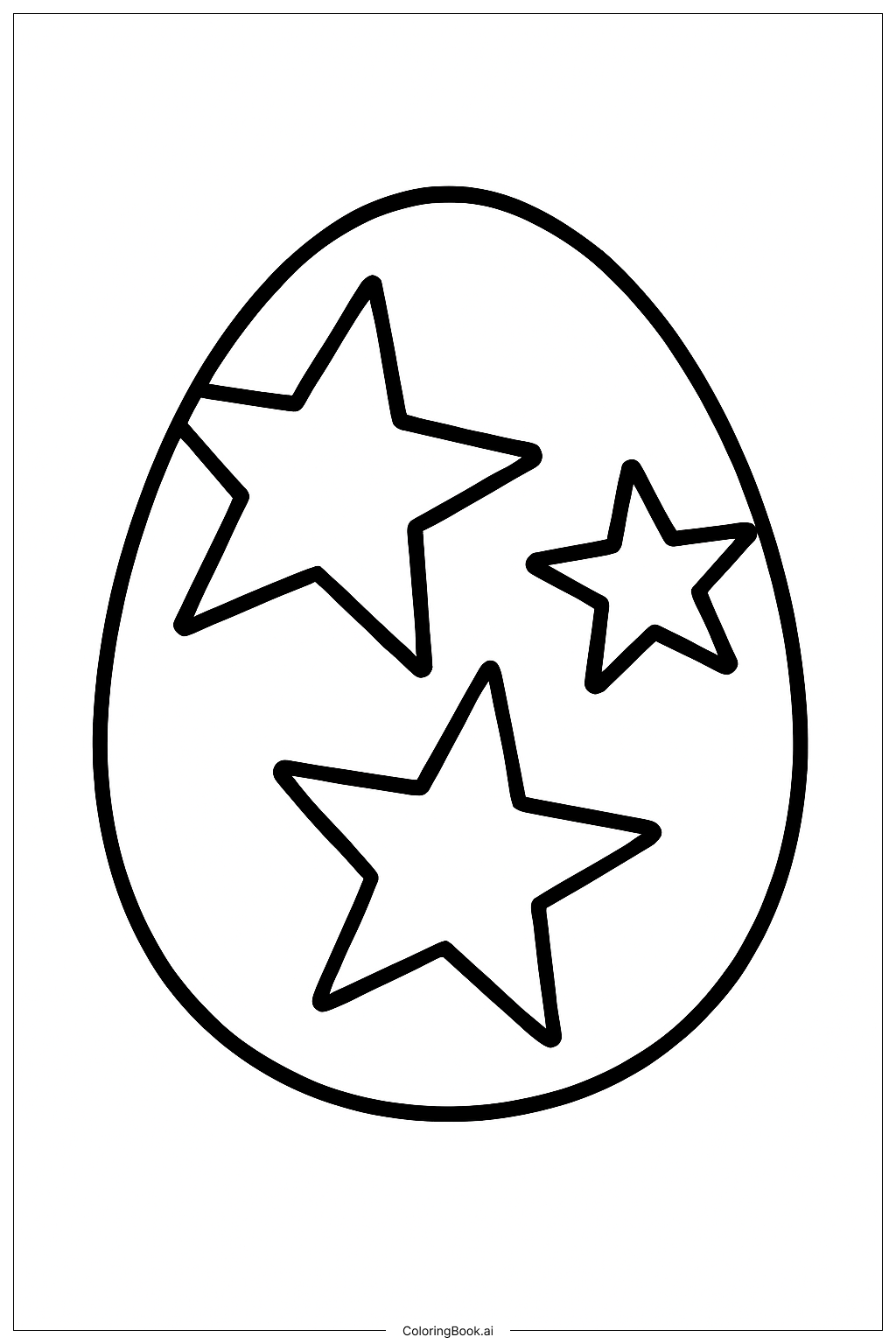 Página para colorear de Huevo de Pascua con Patrón de Estrellas 