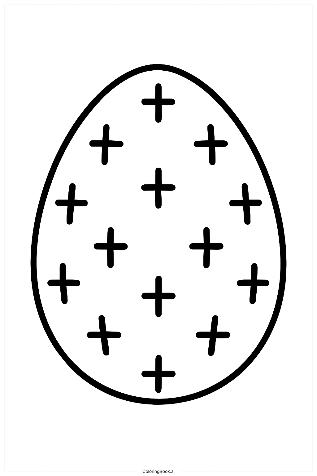  Página para colorear de Huevo de Pascua con pequeñas cruces 