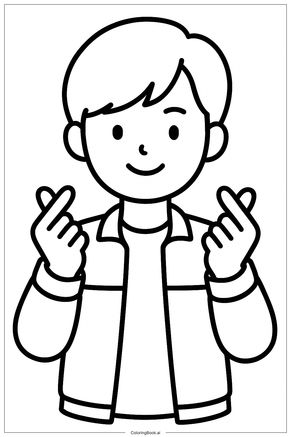  Page de coloriage Le célèbre geste du cœur BTS Kpop 