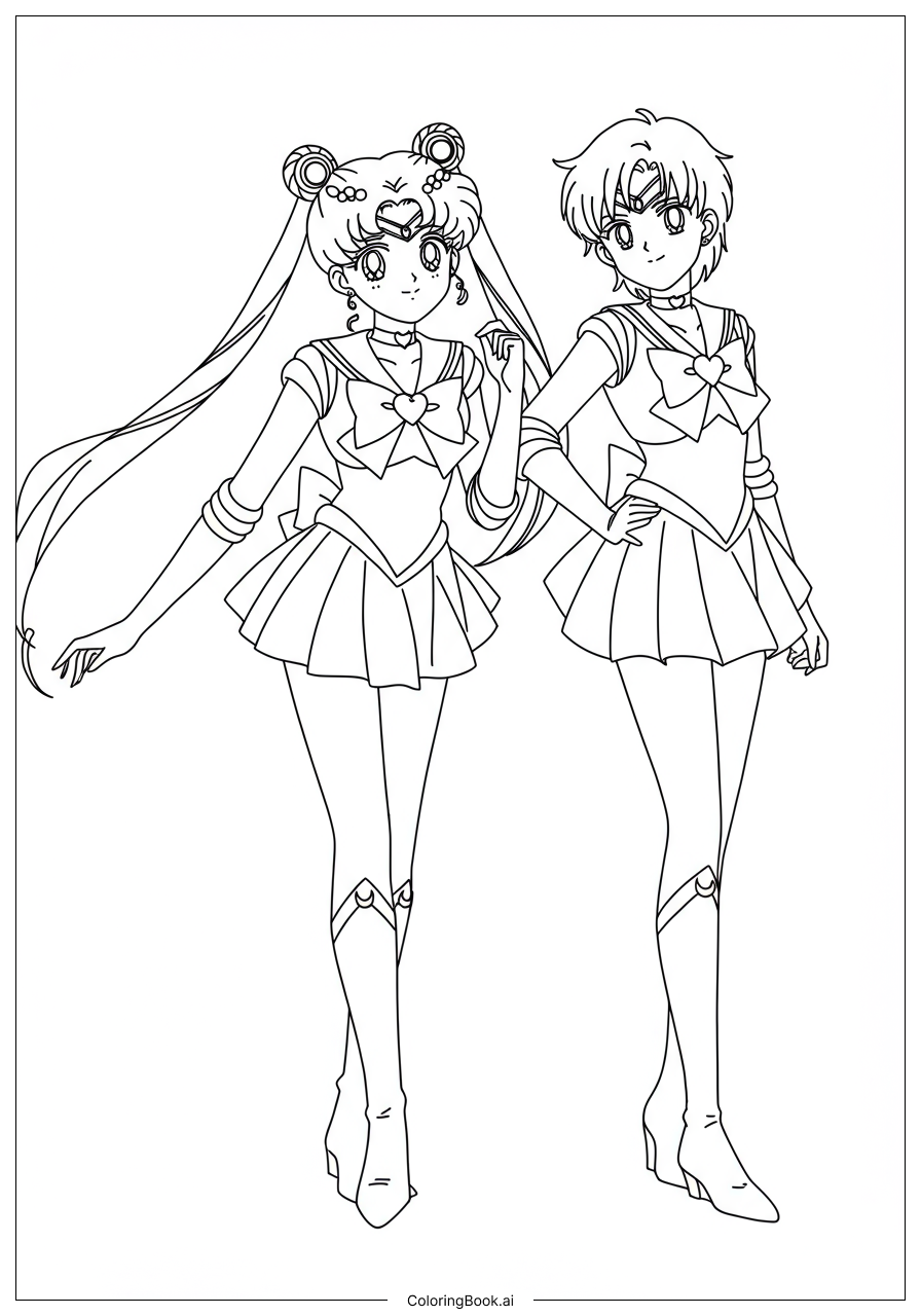  Sailor Scouts Lineup Coloring Page 