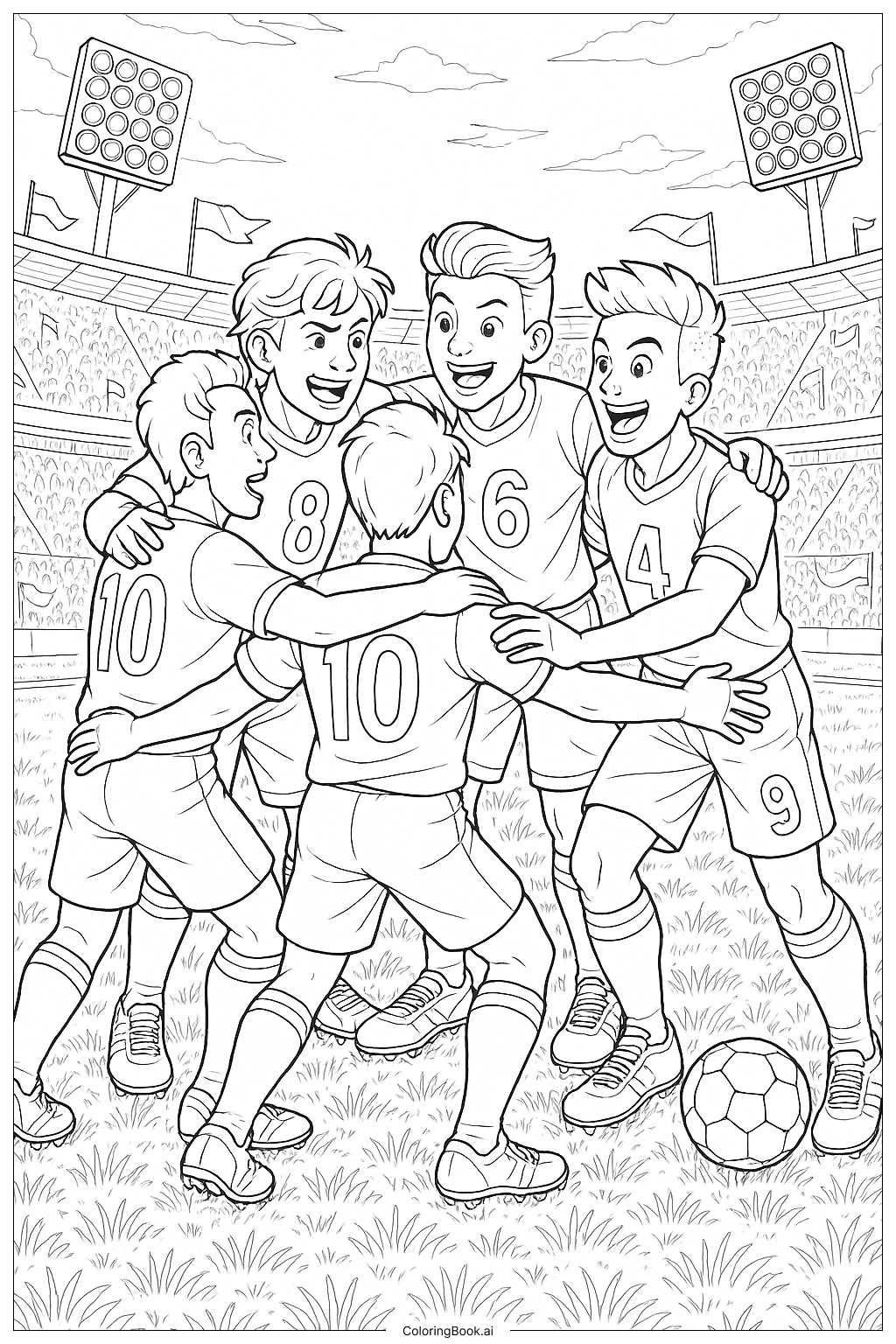  Fußballspiel-Teamkreis Ausmalseite 
