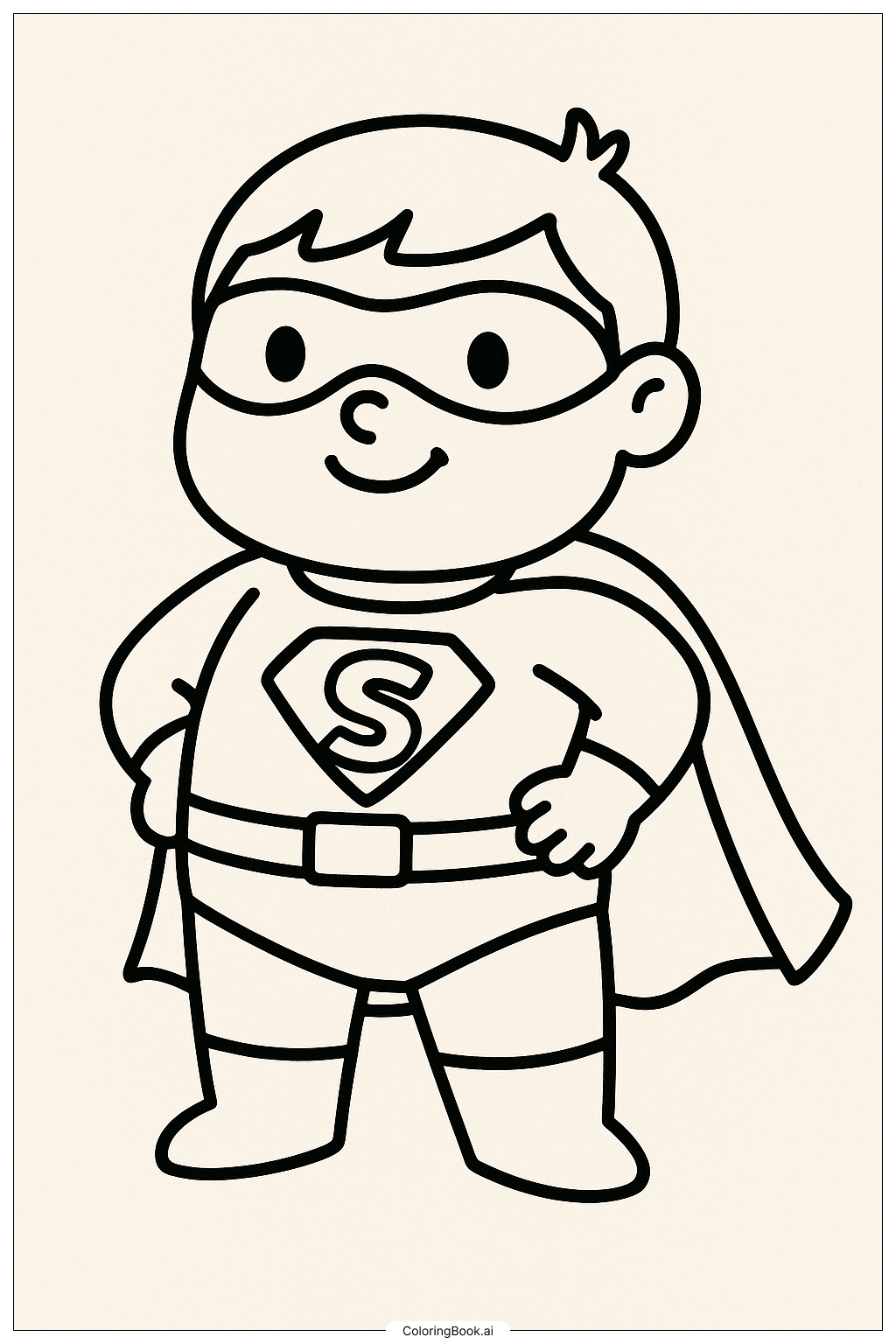 Süßer Cartoon-Superheld Ausmalseite