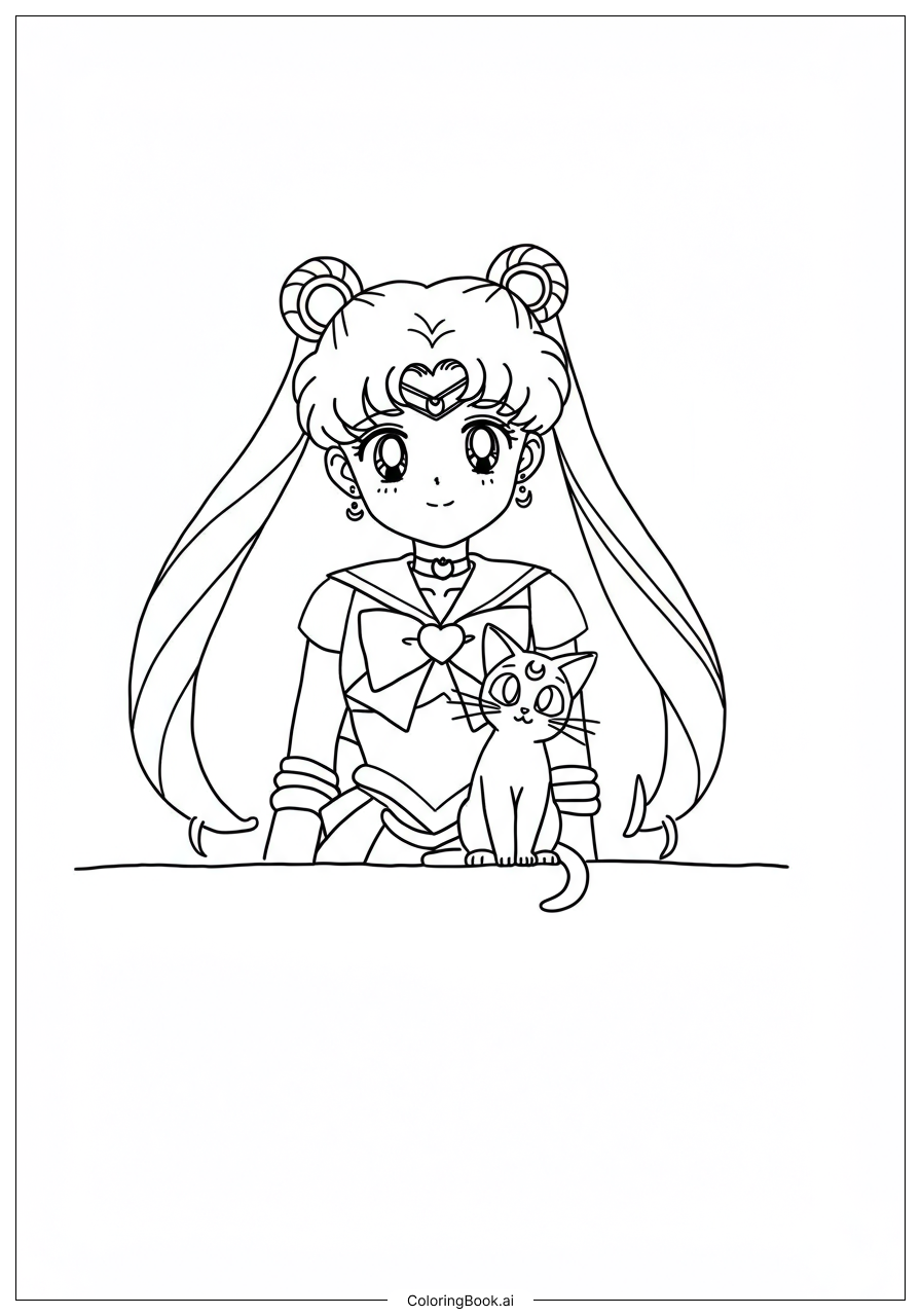  Sailor Moon And Luna Coloring Page 