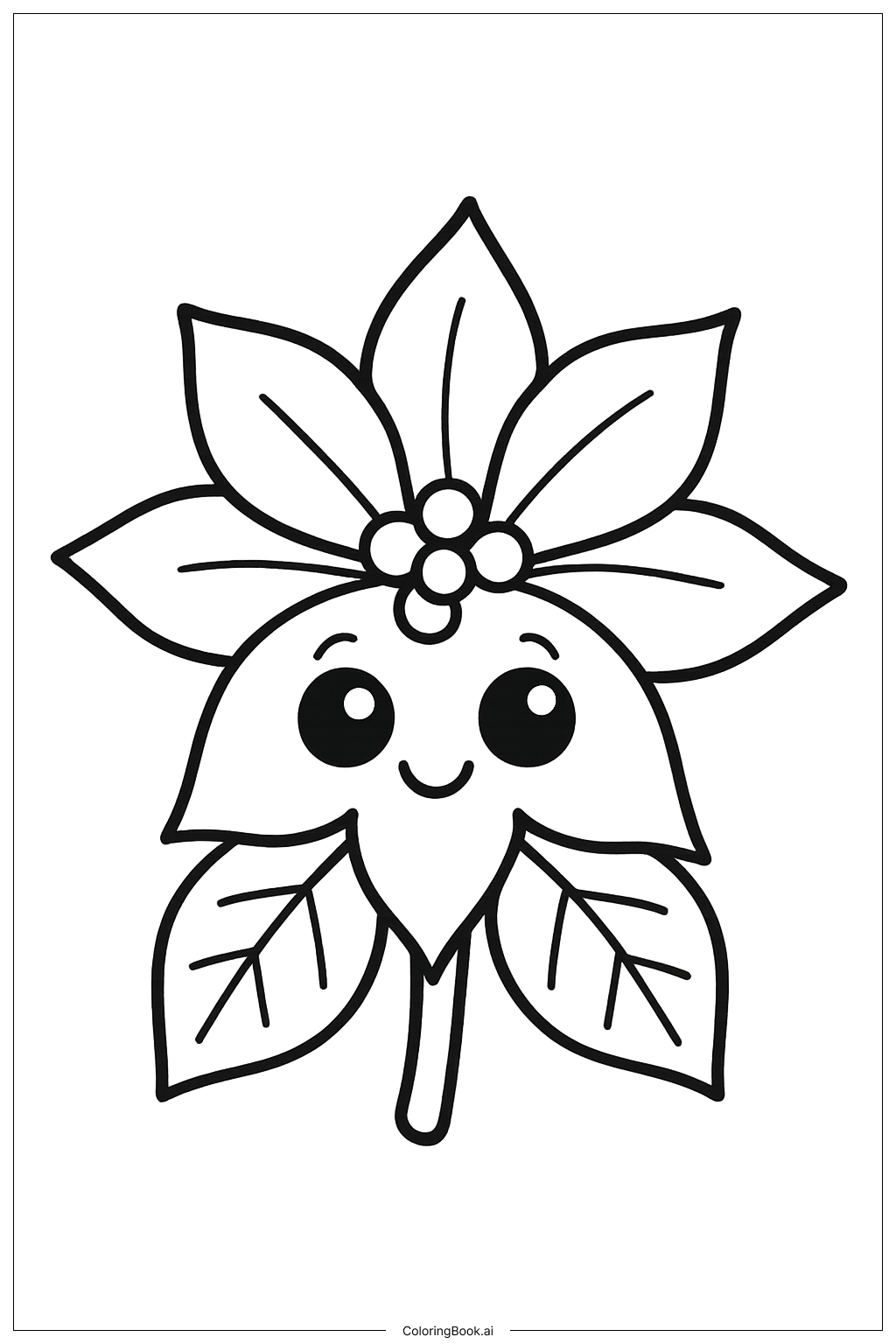 Cartoon Poinsettia With Eyes Coloring Page