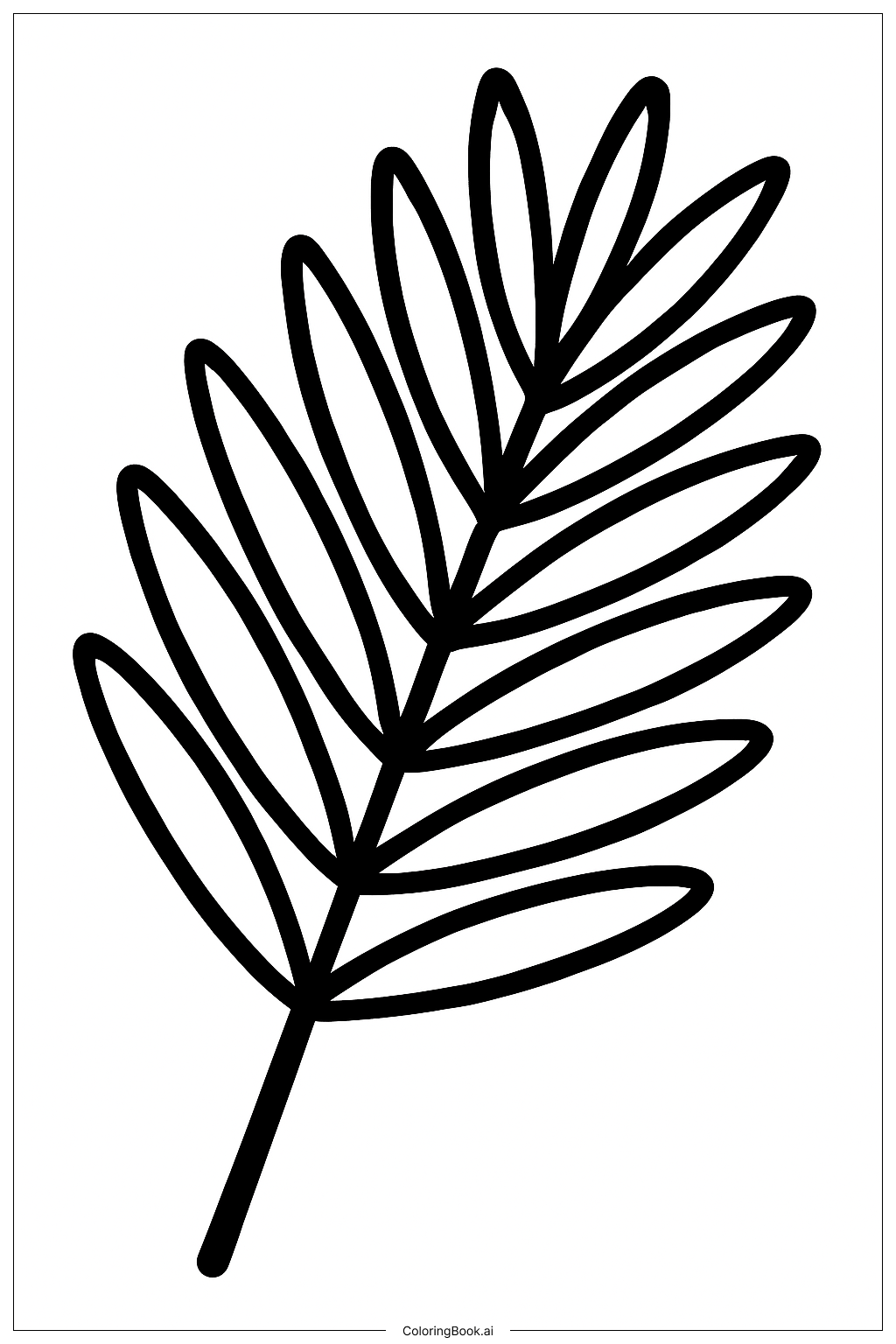  スコットのヤシの枝一本の塗り絵ページ 