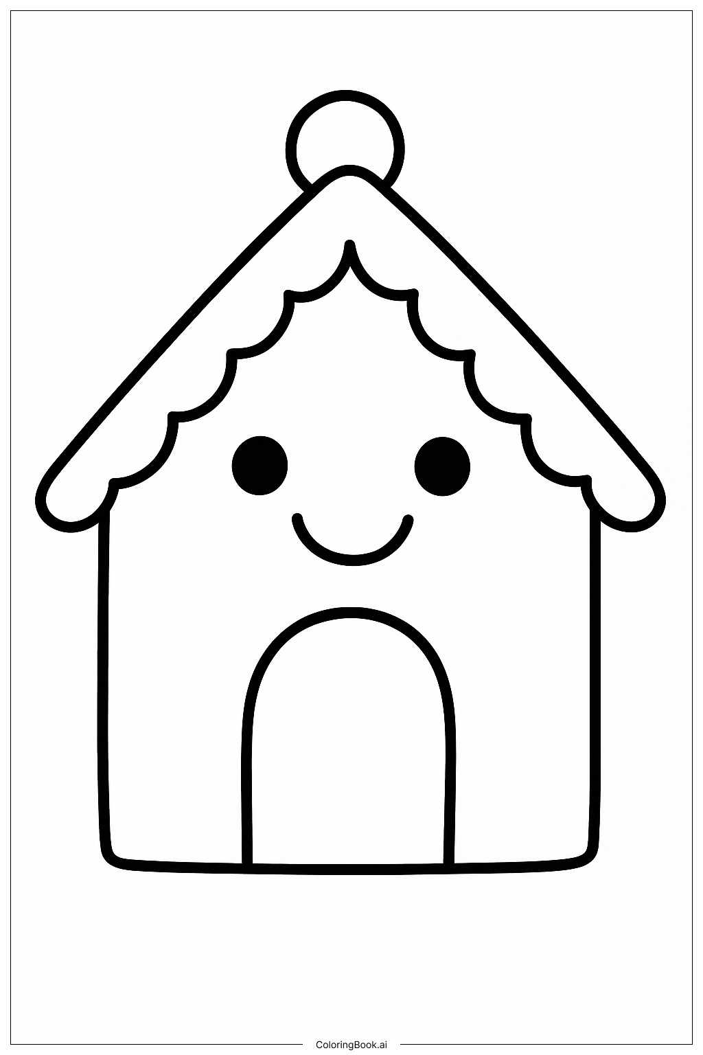  Smiling Gingerbread House Coloring Page 