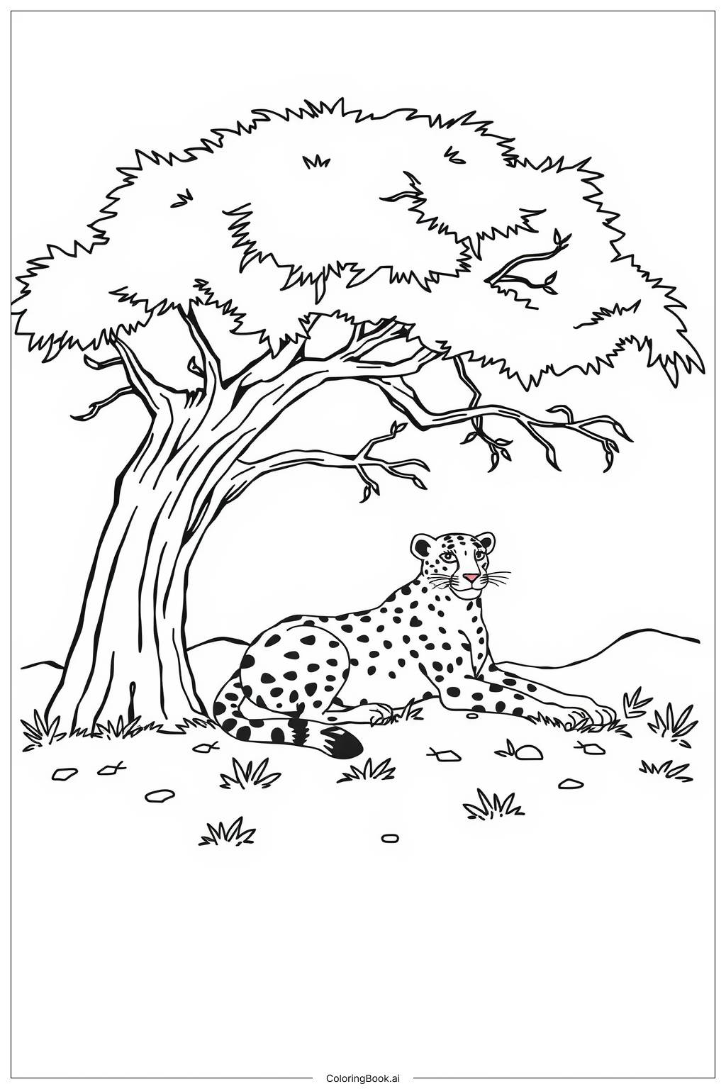  cheetah tree shade Coloring Page 