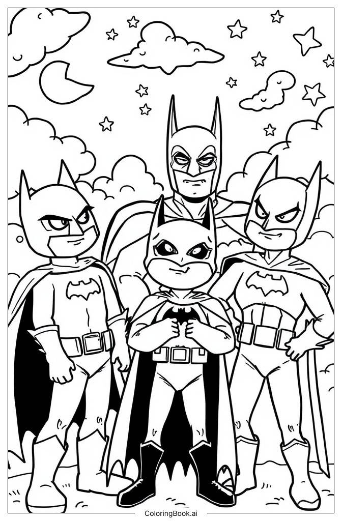  Page de coloriage Variations artistiques de Batman 