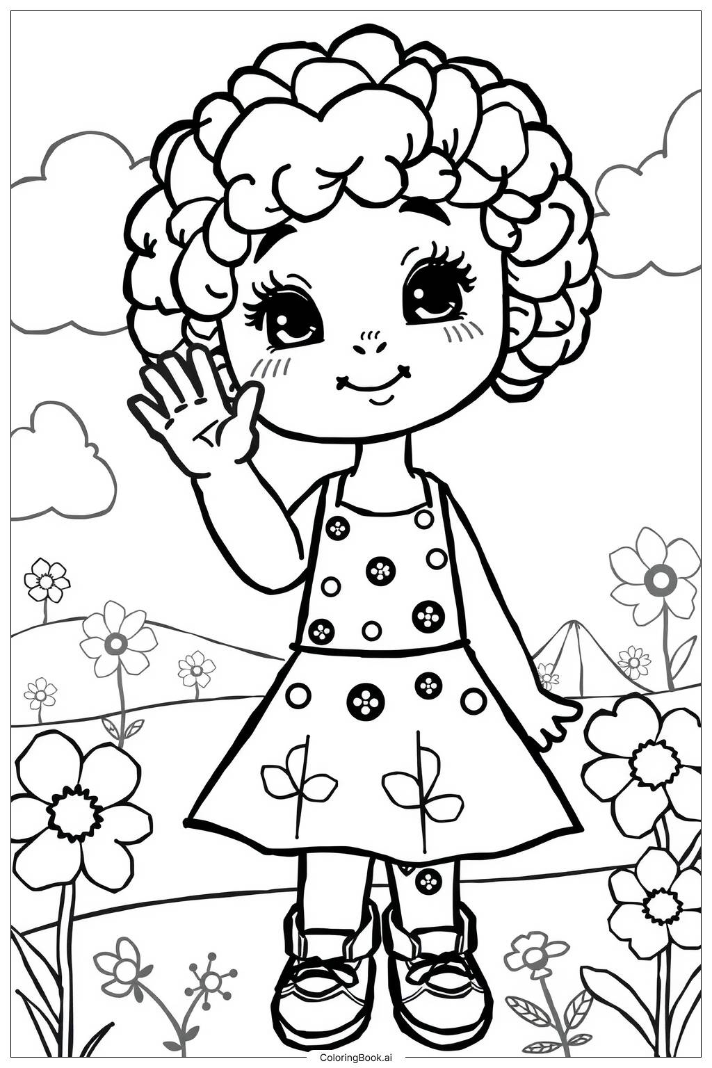  Page de coloriage Fille noire en tenue stylée 