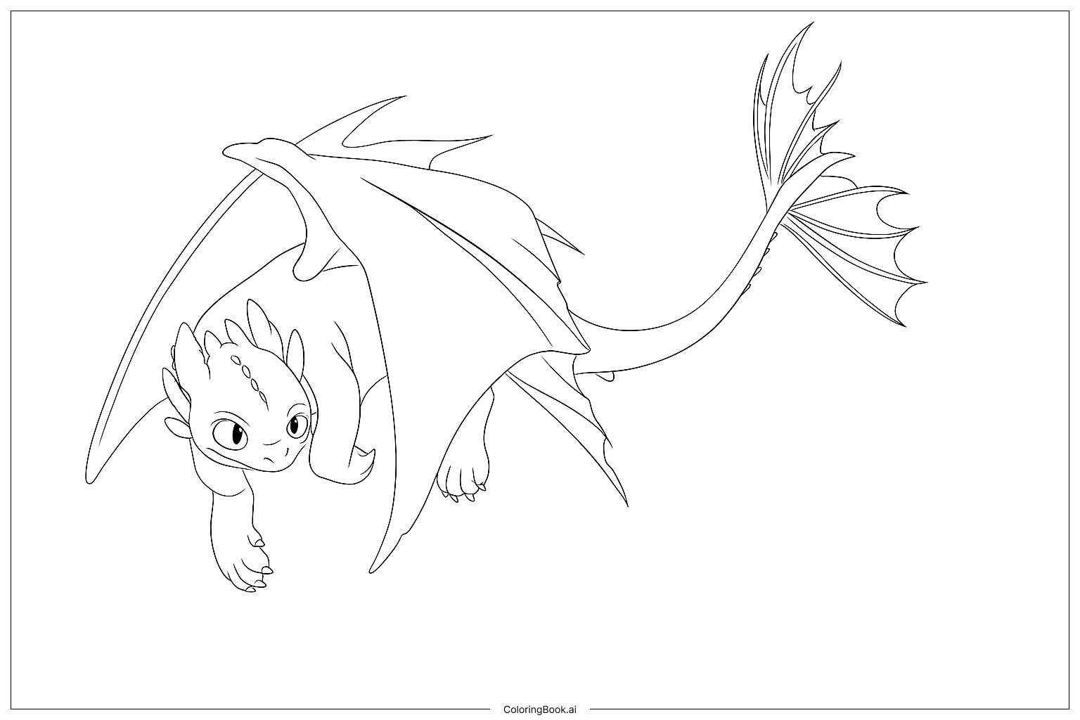  Trang tô màu Toothless Night Fury đang bay 