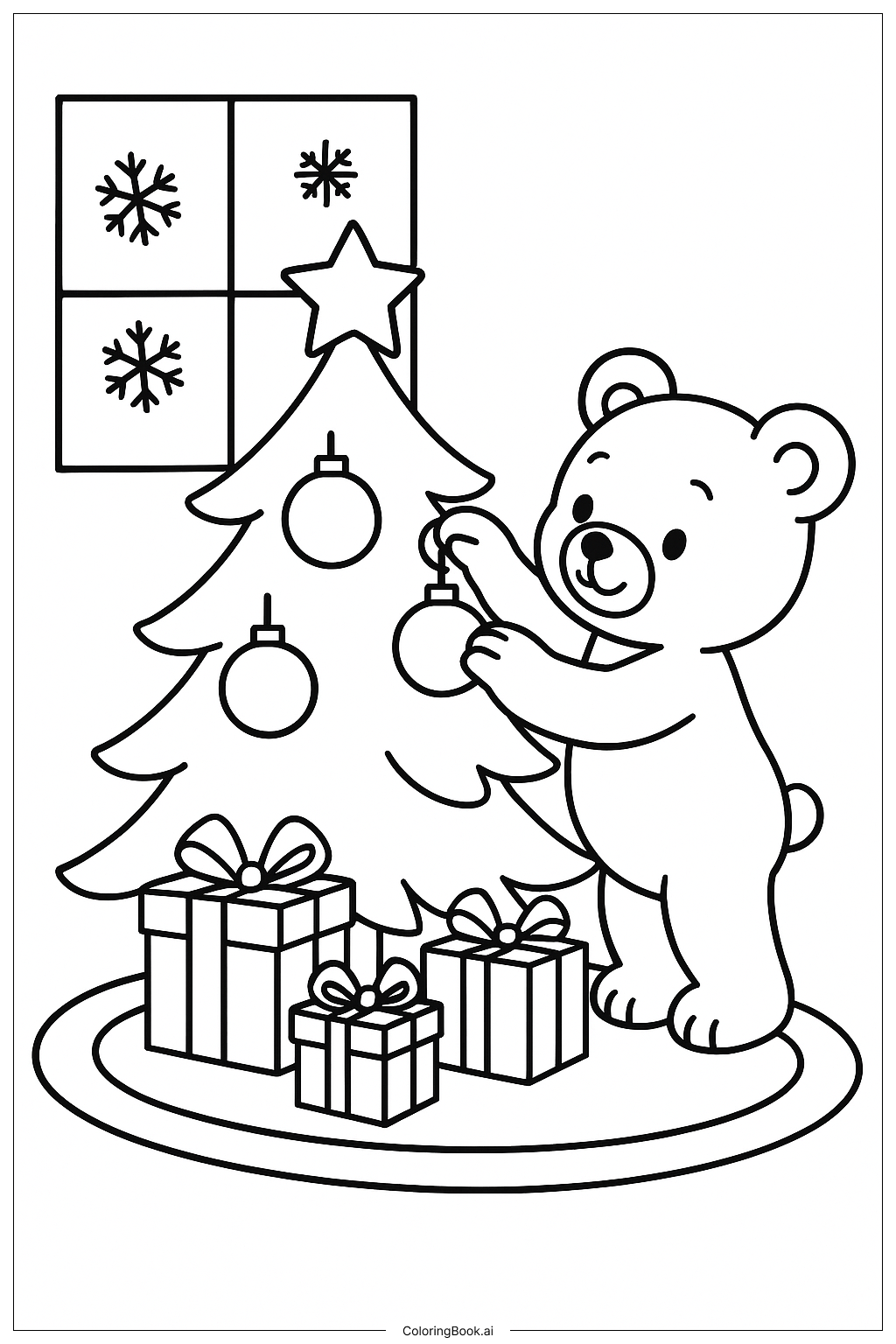  Teddy Bear Decorating A Christmas Tree Coloring Page 