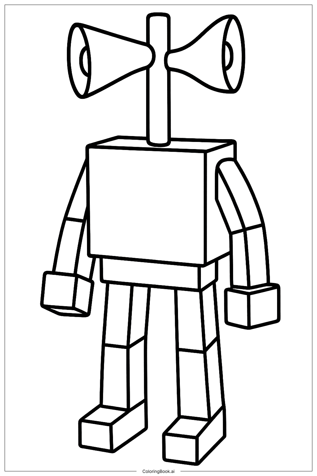  Page de coloriage Robot cubique Siren Head 