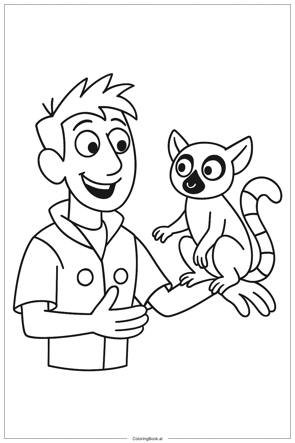  野生克拉特的马丁和友好的狐猴填色页 