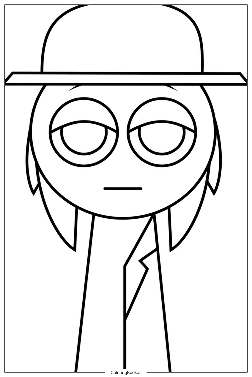 Page de coloriage Sprunki le Détective Ajuste son Chapeau dans la Ruelle