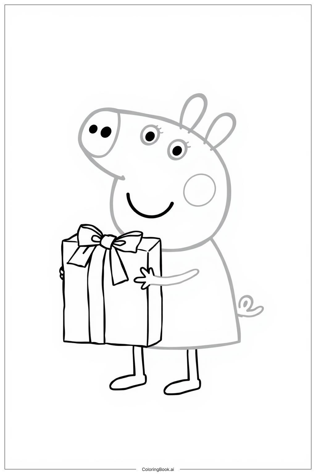  Página para colorear de regalo de navidad de peppa 