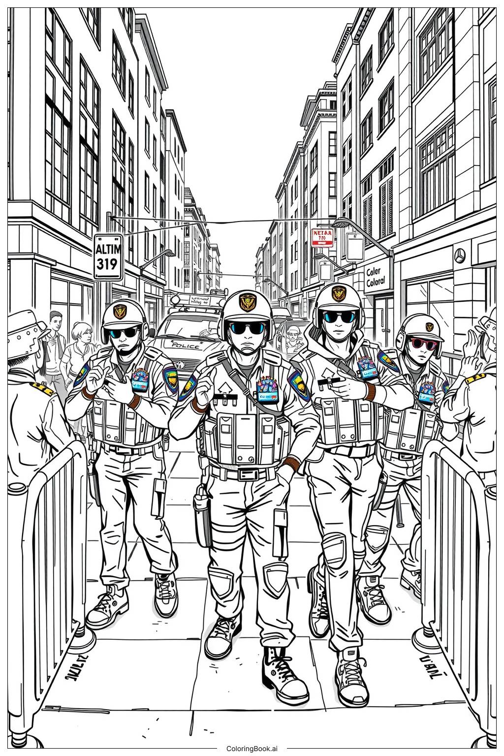  Police Response to a Big Event Coloring Page 