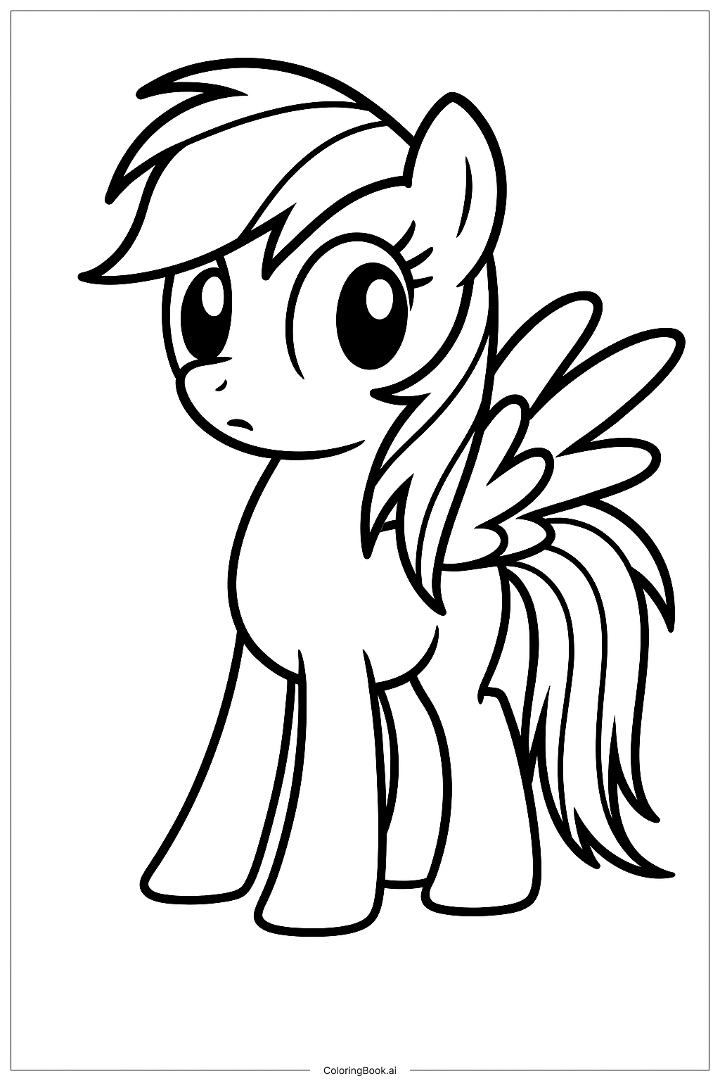  Página para colorear de Rainbow Dash Mirando Curiosa 