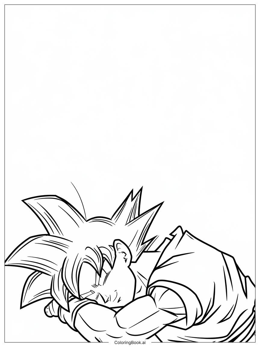  Página para colorear de Goku Durmiendo 