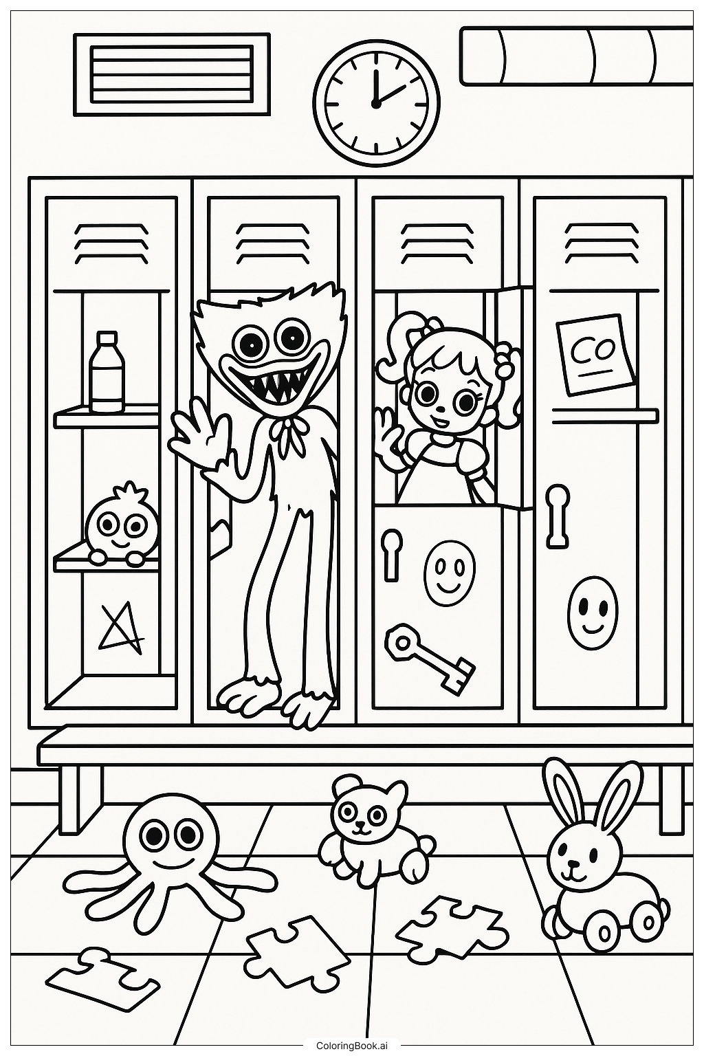  Poppy Playtime Locker Room With Secrets Coloring Page 