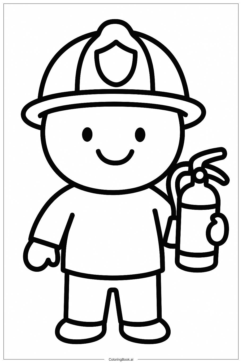  可爱消防安全角色填色页 