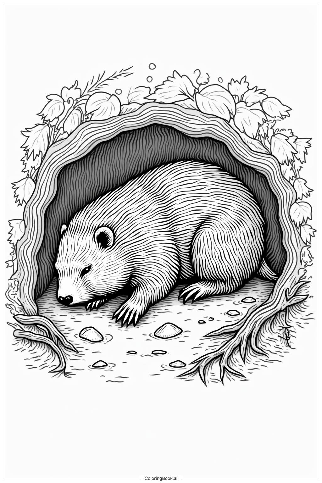  Ground Hog Sleeping Through Ground Hog Day Coloring Page 