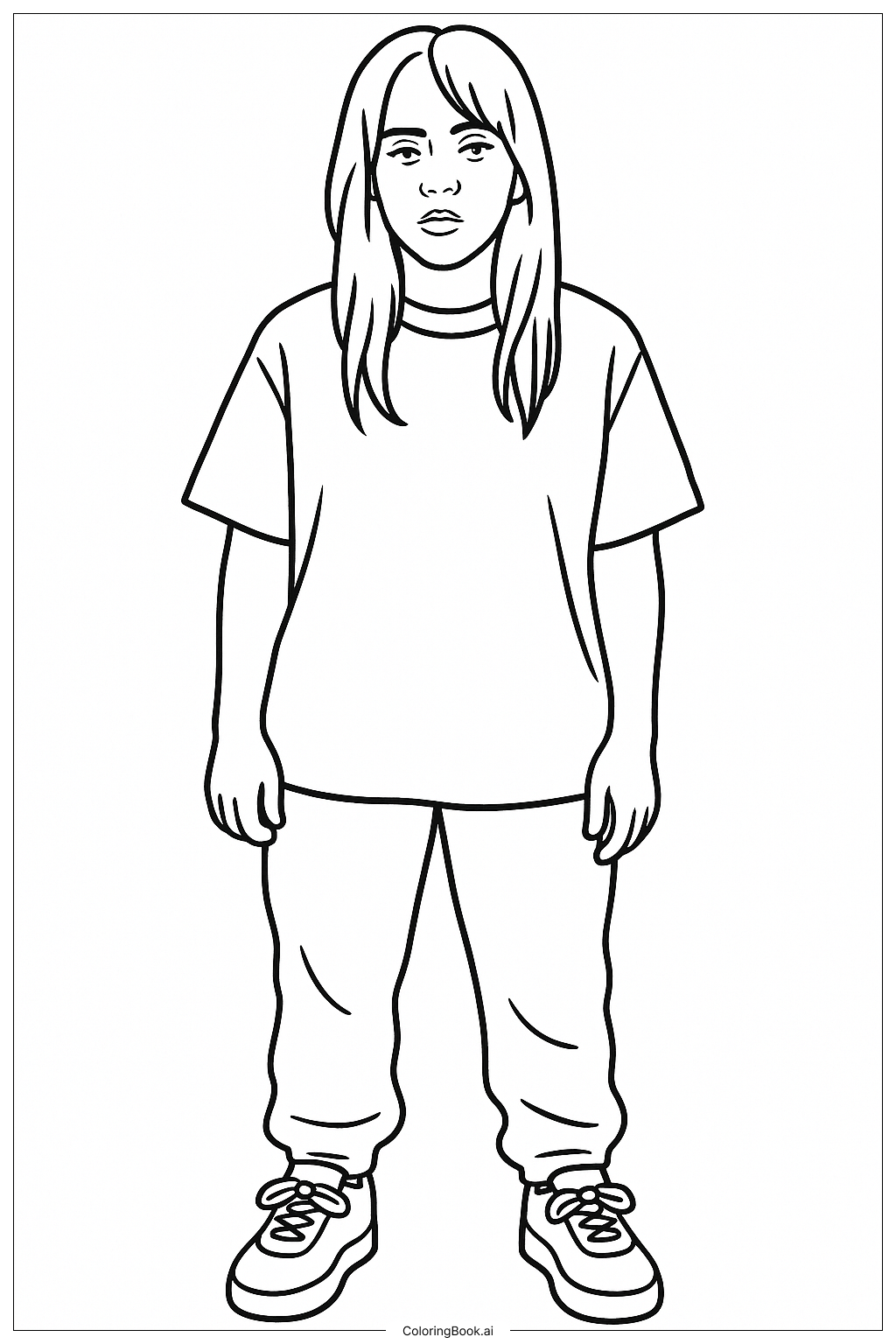  Página para colorir de Billie Eilish Posando Para Uma Foto 
