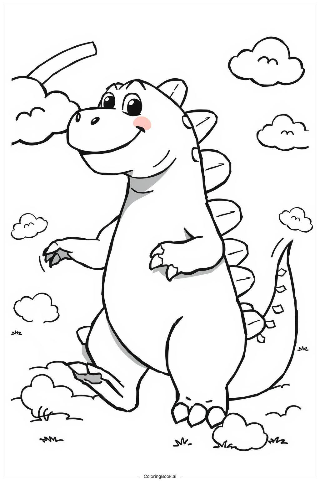  Página para colorear de bonito godzilla 