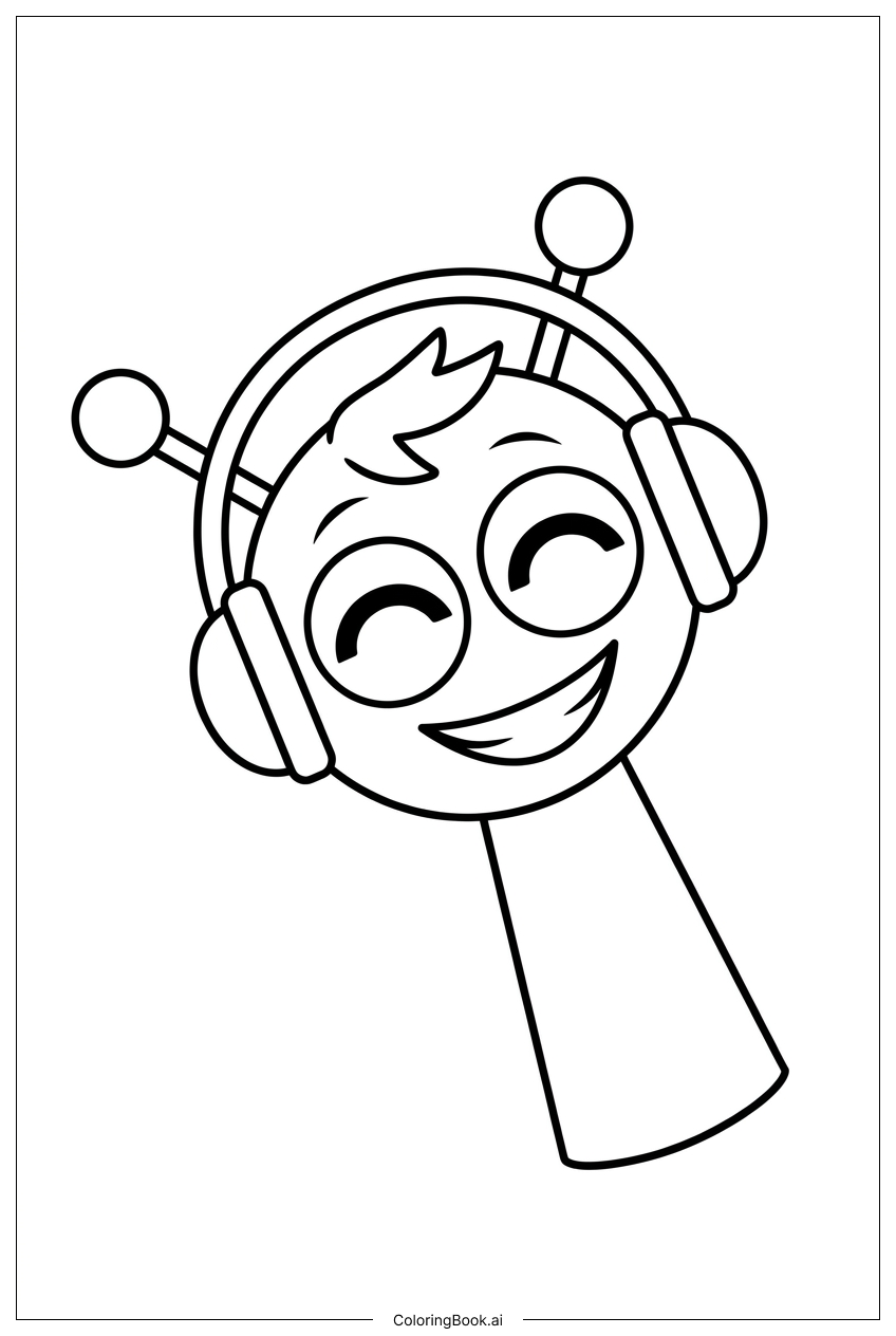 Page de coloriage Sprunki Penche la Tête en Riant au Rythme