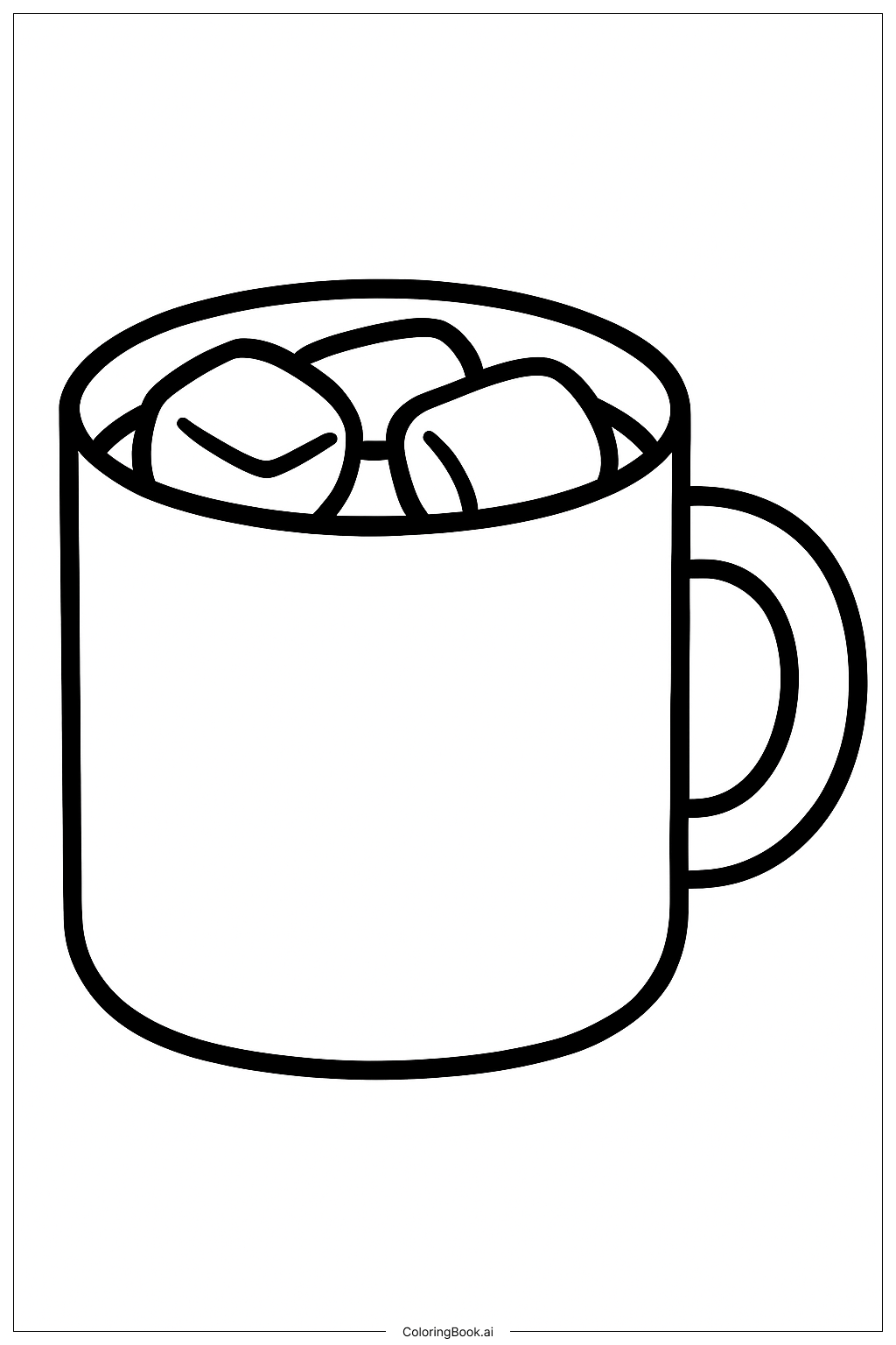  あたたかい冬のココアマグの塗り絵ページ 