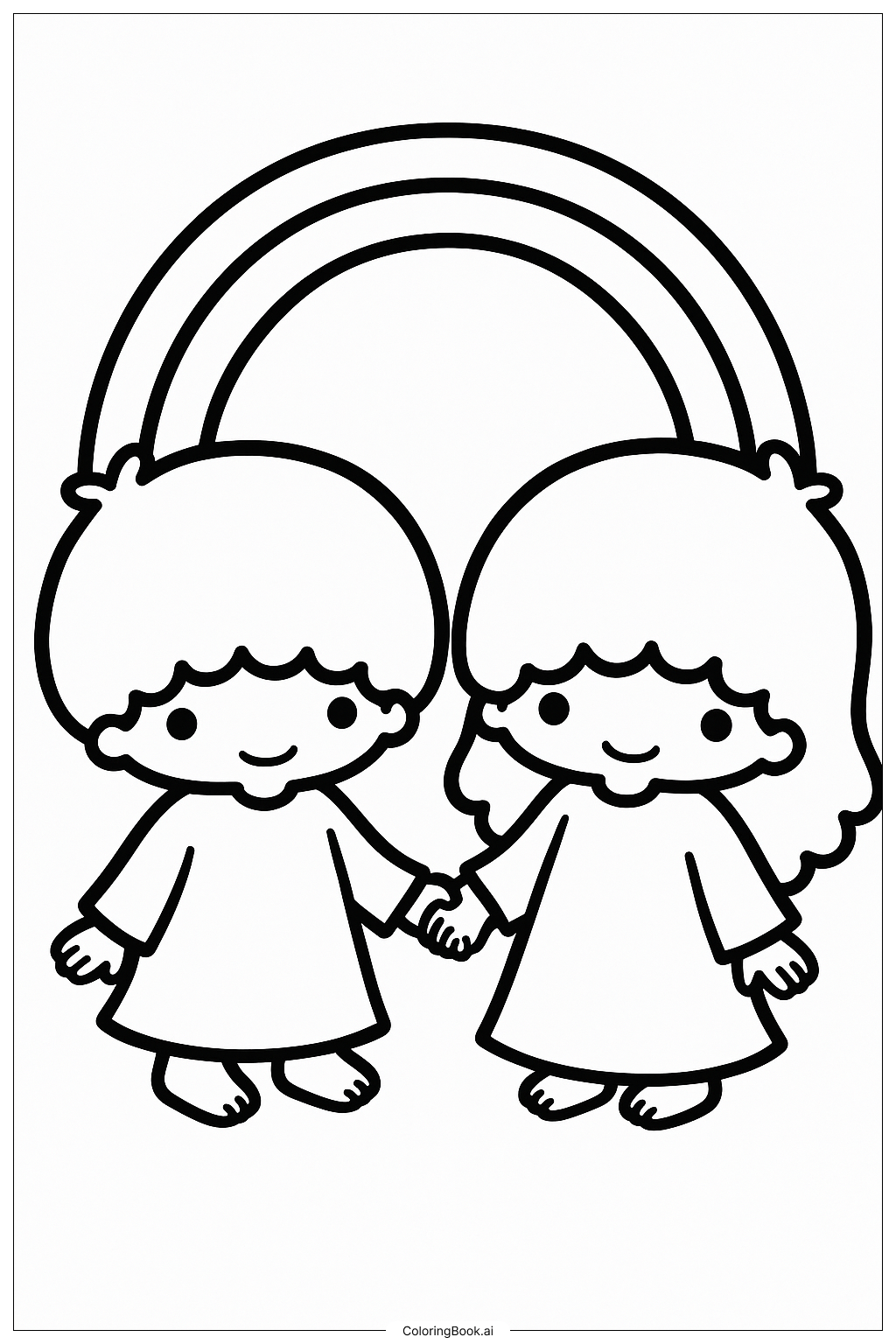  Little Twin Stars And A Single Rainbow Coloring Page 