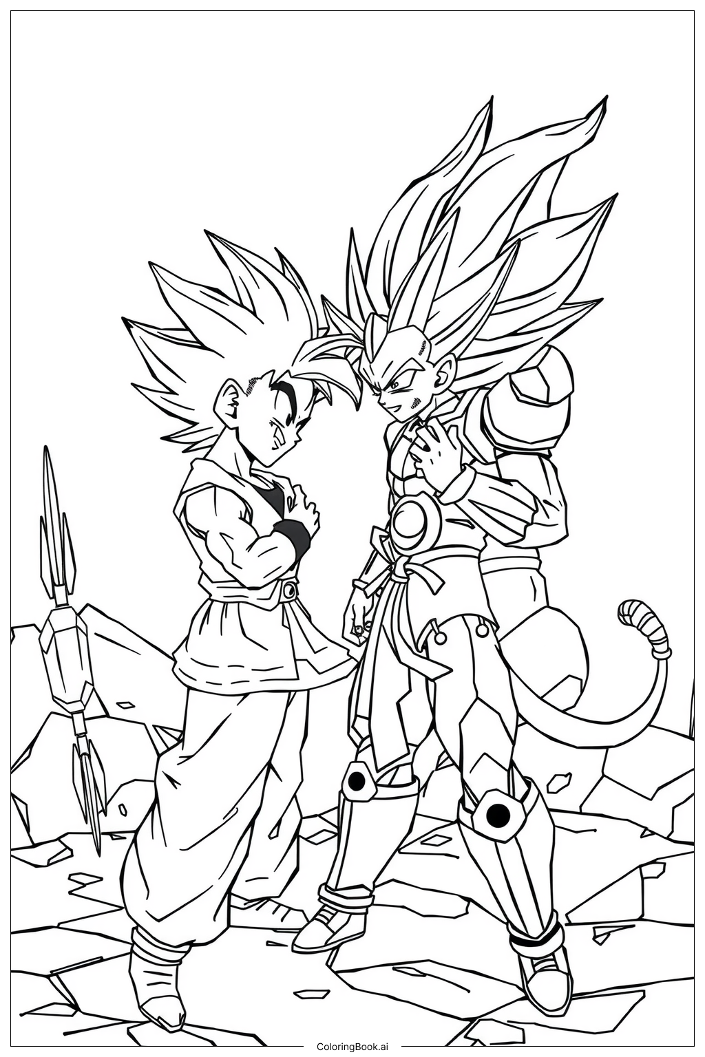 ドラゴンボールZ ゴハン対セル エピックバトル 塗り絵ページ ドラゴンボールZ ゴハン対セル エピックバトル 塗り絵ページ