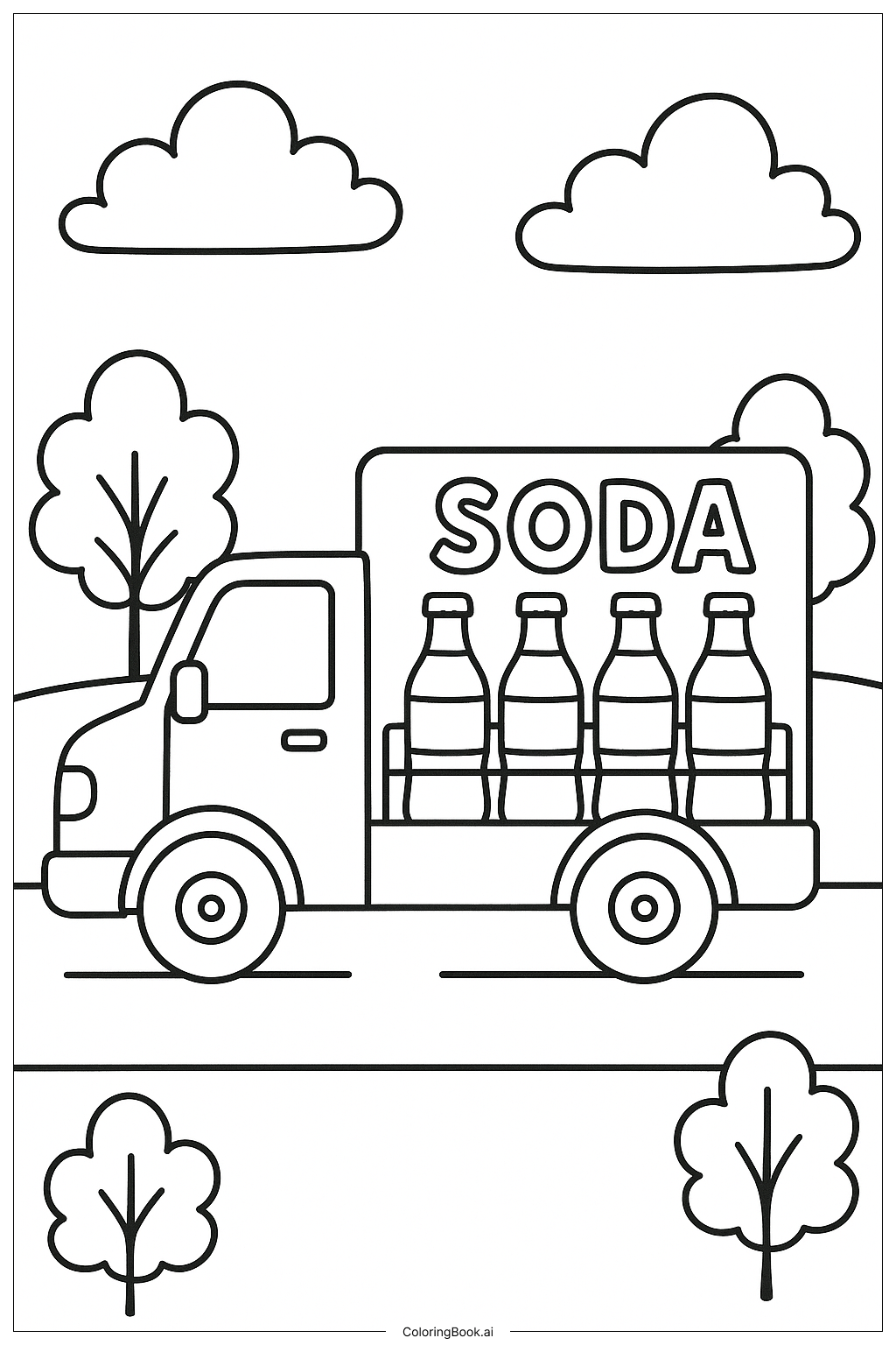  Page de coloriage Un camion de livraison de soda 