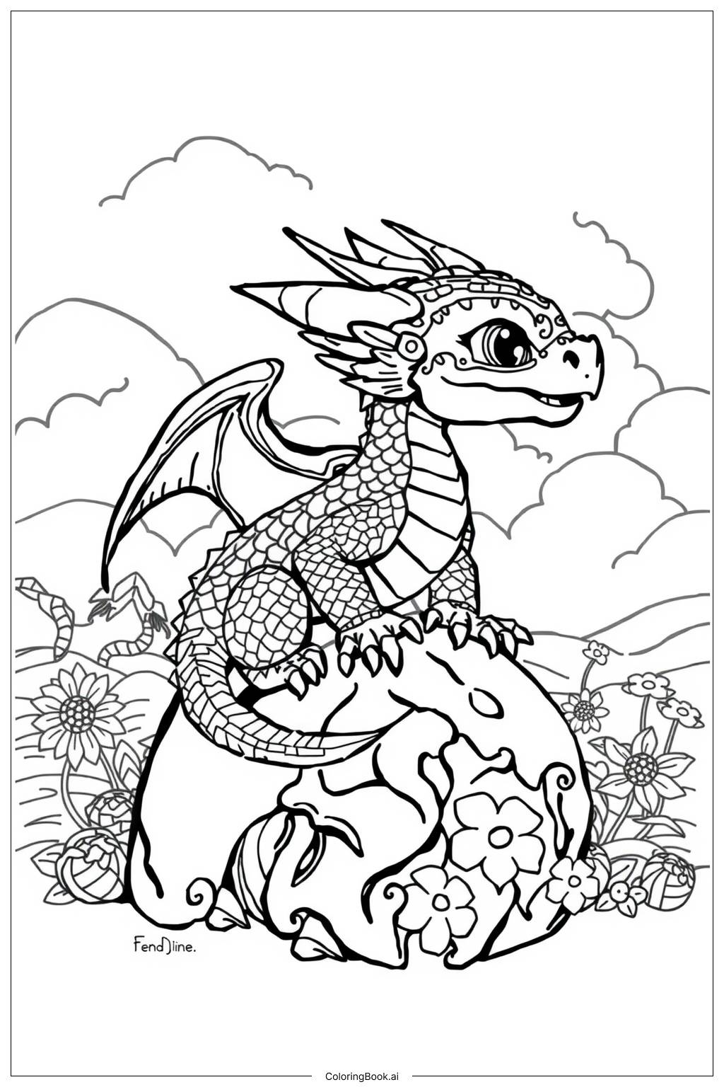  Cute Baby Dragon-2 Coloring Page 