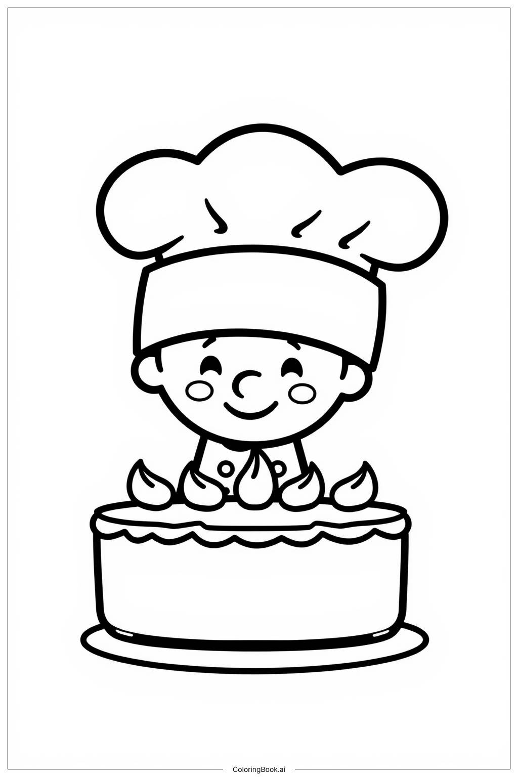  Birthday Cake Chef Coloring Page 