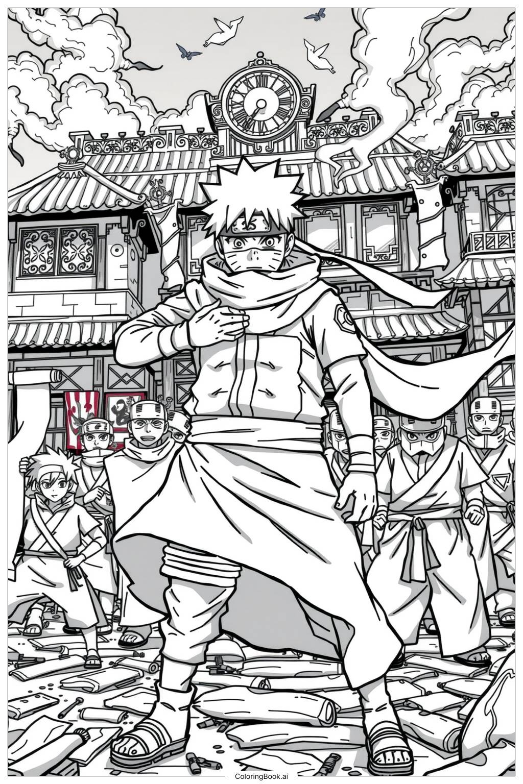  Página para colorir de Caminho de Naruto para se Tornar Hokage 