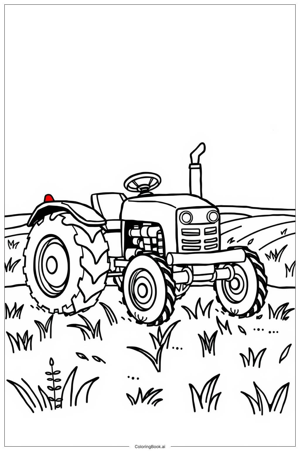  Page de coloriage Ancien Tracteur à la Ferme 