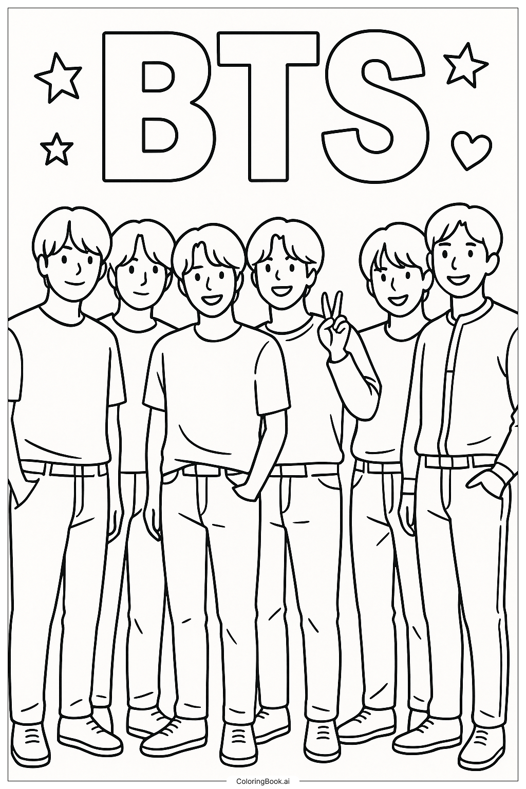  Page de coloriage BTS Posant pour une Couverture de Magazine 