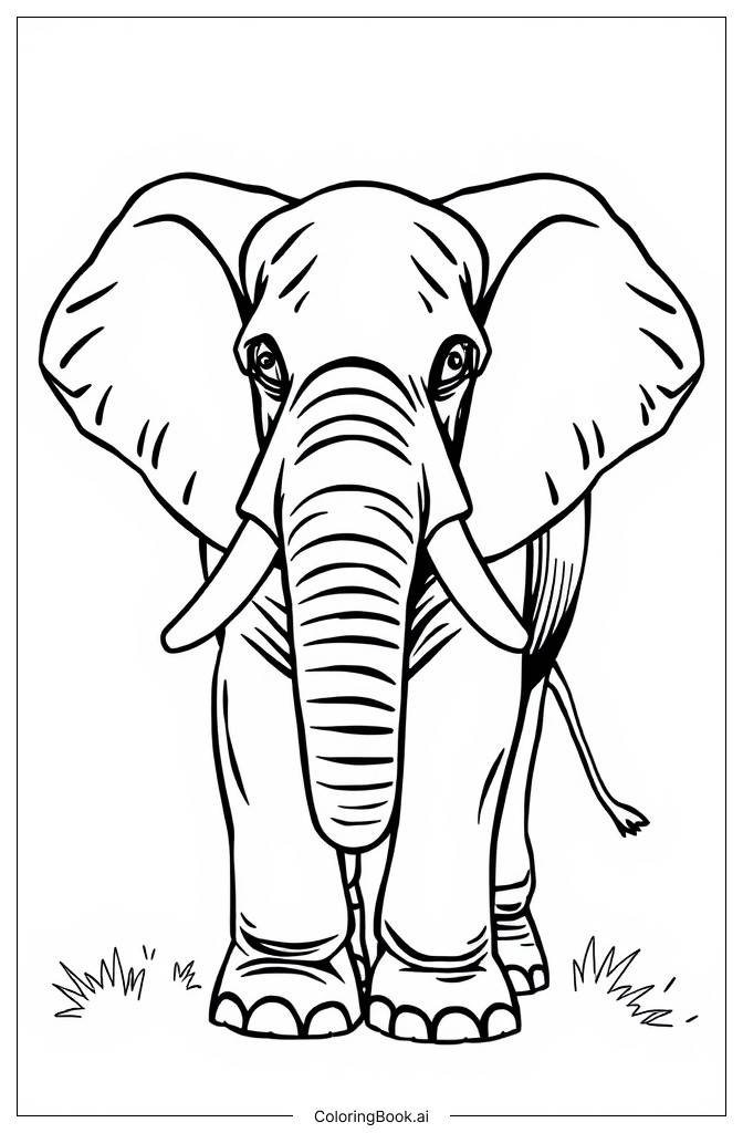  African Elephant Coloring Page 