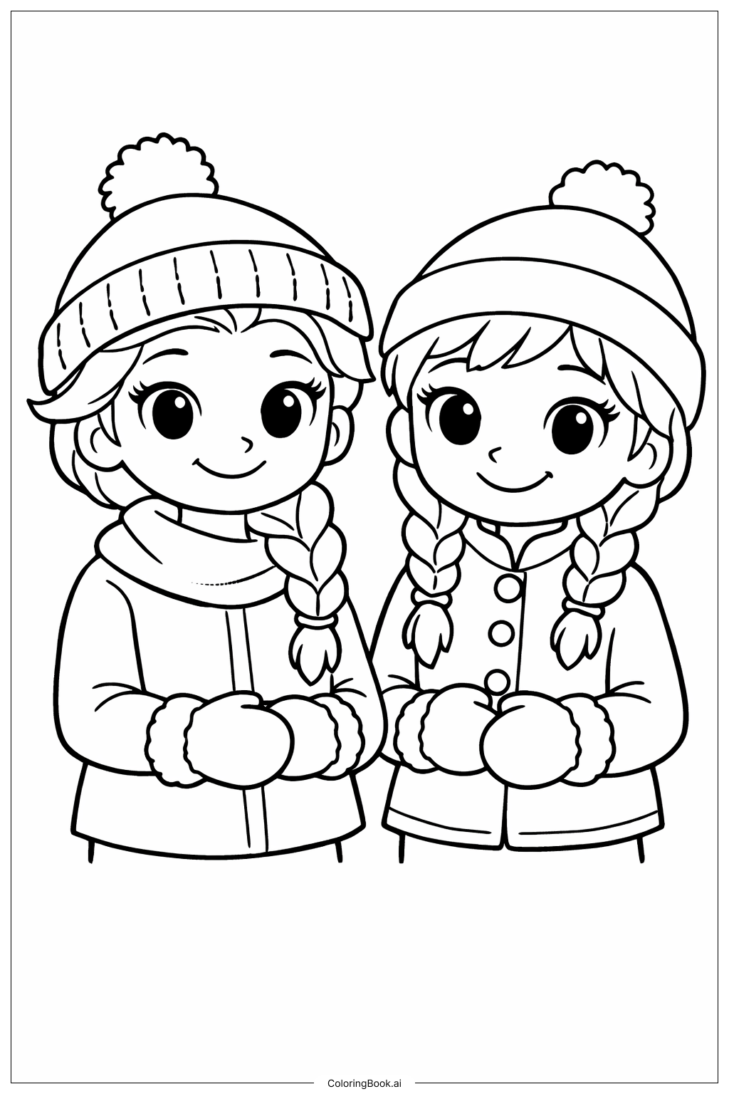 Elsa and Anna in Winter Hats