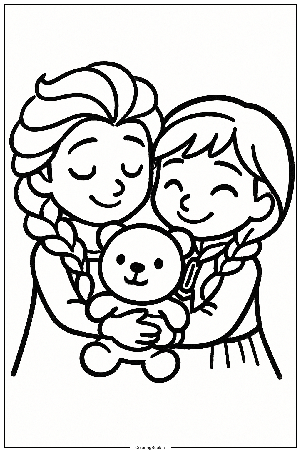 테디 베어와 함께한 엘사와 안나