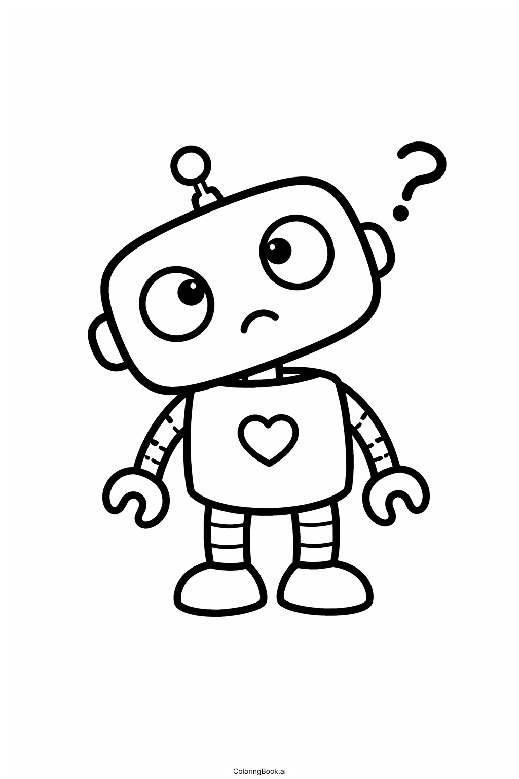  Emotions Confused Robot Coloring Page 