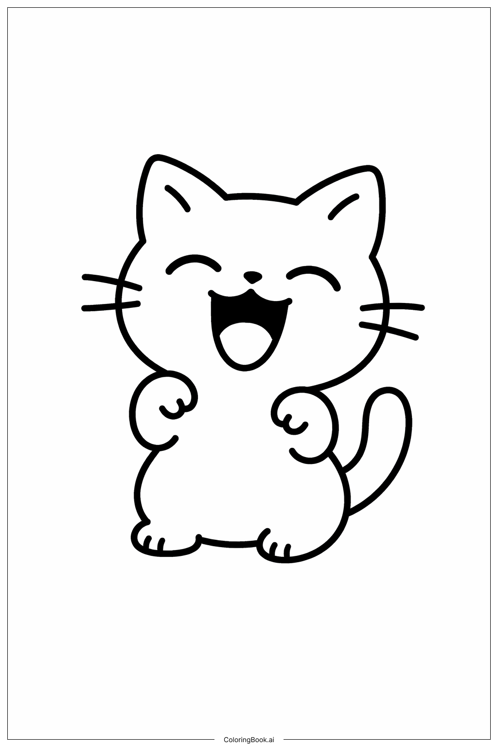  Emotions Laughing Cat Coloring Page 