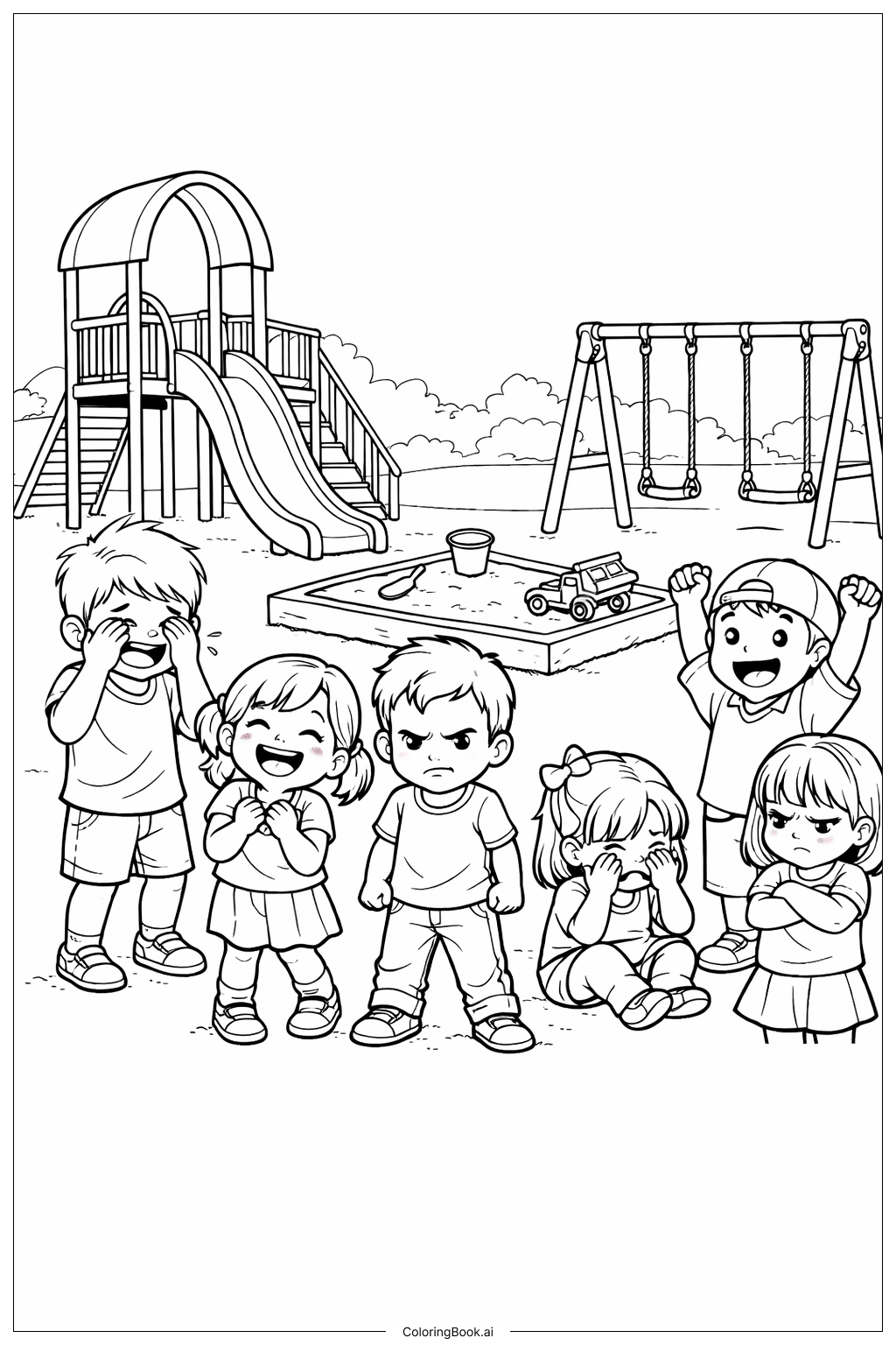  Momente auf dem Emotionen-Spielplatz Ausmalseite 