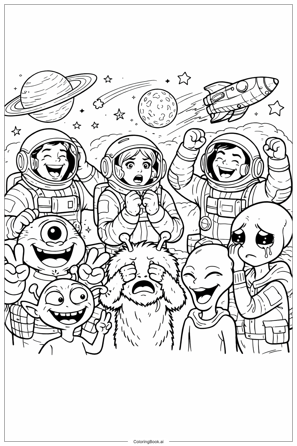  Emotionen Weltraumabenteuer Crew Ausmalseite 