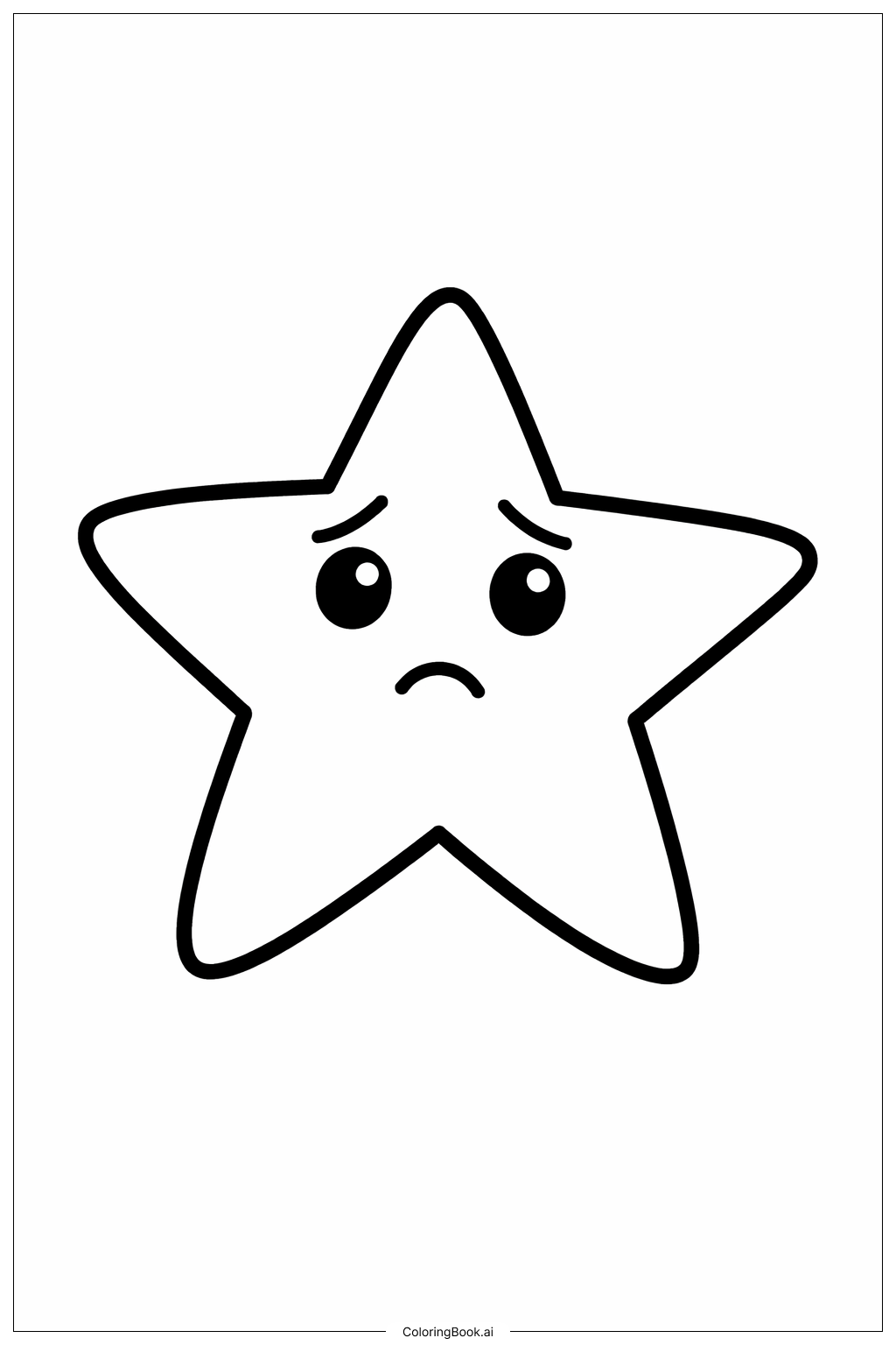  Emotions Worried Star Coloring Page 