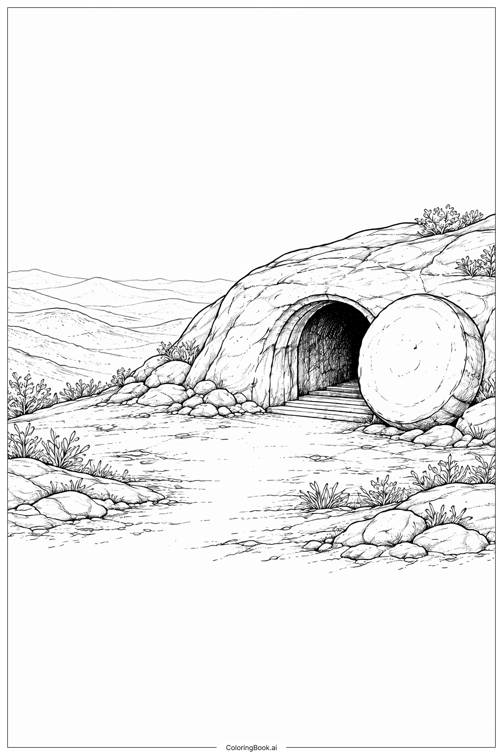  Trang tô màu Mộ Trống Trên Đỉnh Đồi 